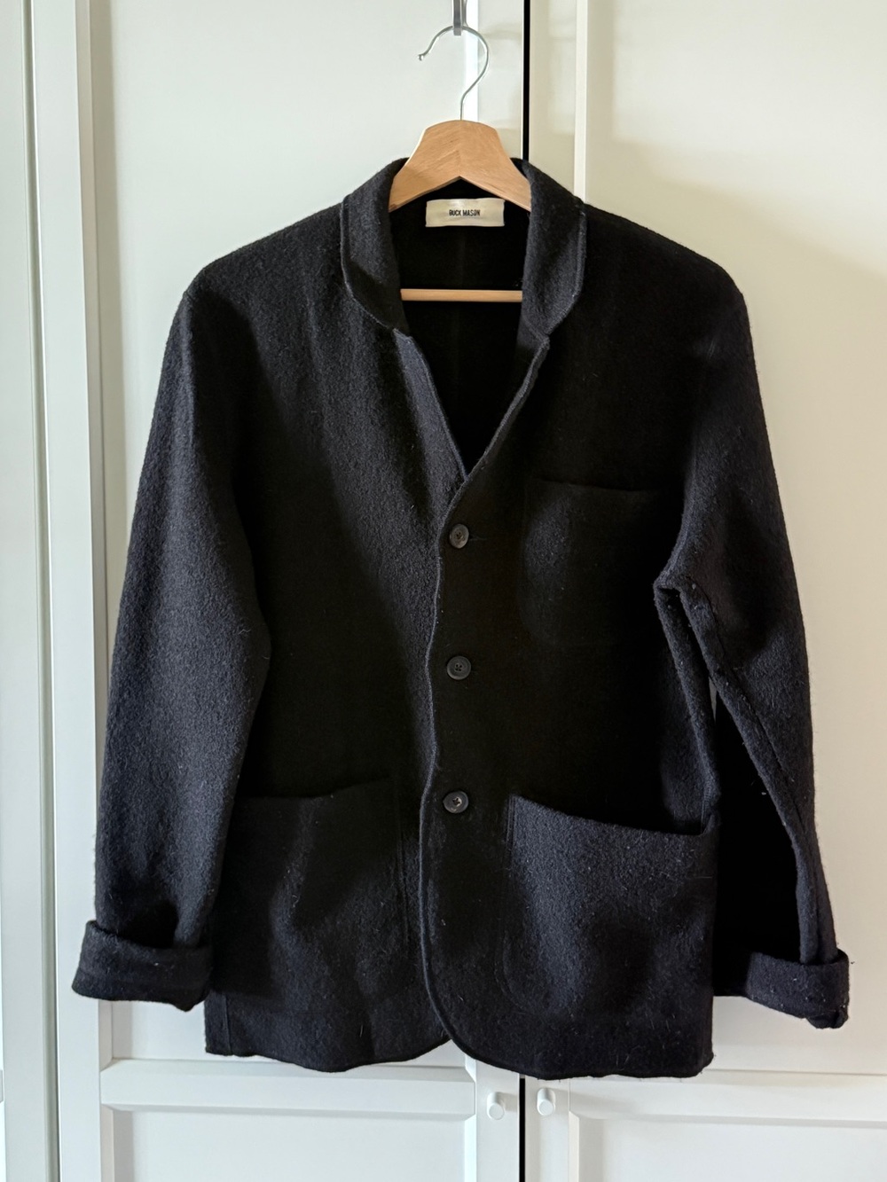 Buck Mason Black Felted Wool Chore Coat. Small - Picture 2 of 4